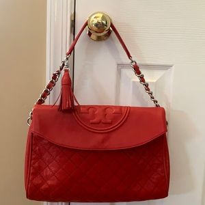 Tory Burch Fleming Leather Foldover  Hobo